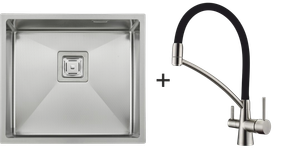 Мийка Quadro 49 Celldecor + Змішувач FKM 3110 Inox Black 8213.401.0045