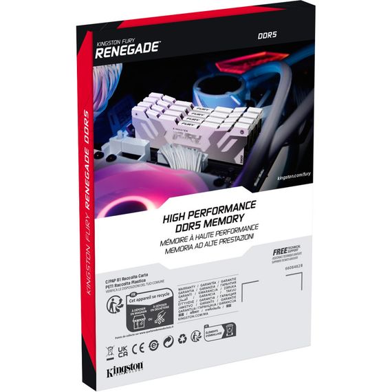 Модуль пам'яті для комп'ютера DDR5 16GB 7600 MHz Renegade White XMP Kingston Fury (ex.HyperX) (KF576C38RW-16) | Зображення 4
