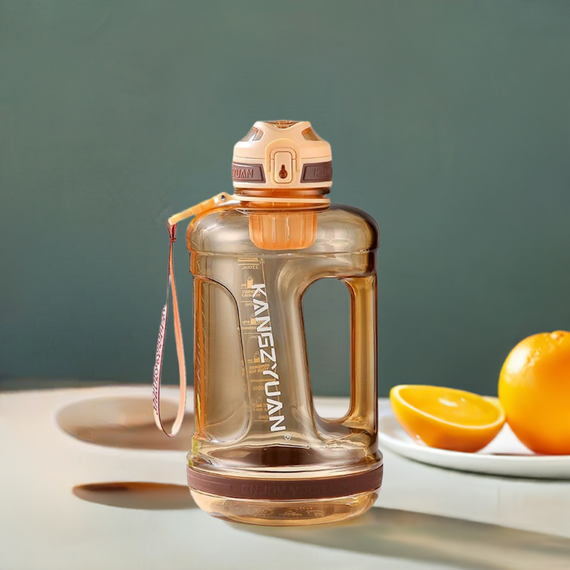 Эко-бутылка KANGZYUAN 1500 мл (1.5 л) - Оранжевая Tritan BPA-free, ударопрочная, спортивная с ручкой и ремешком | Зображення 8