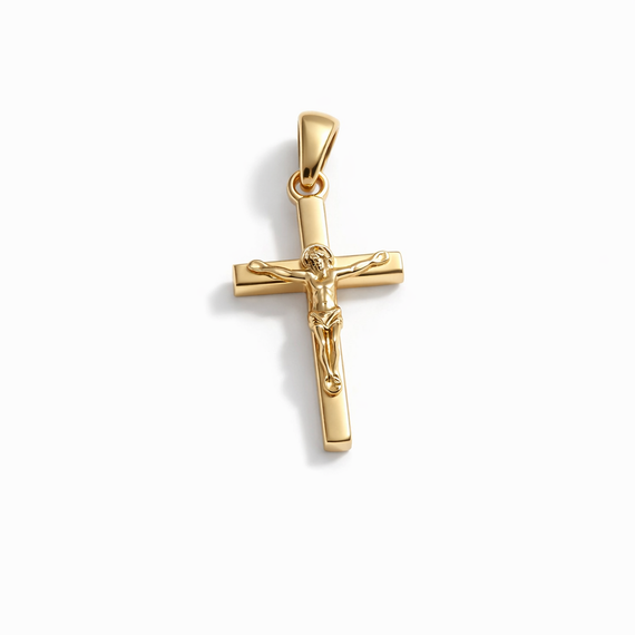 Детский крестик из желтого золота P-0309