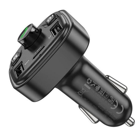 АЗП FM модулятор Hoco DE5 PD20W+QC3.0 (2USB-A/1C) Black | Зображення 2