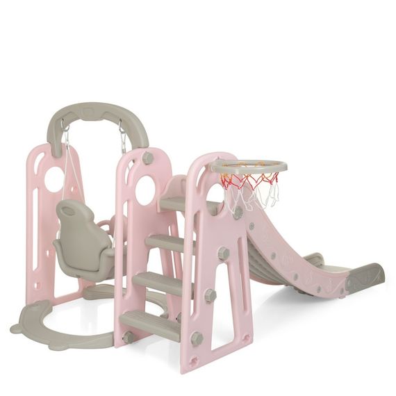 Дитяча гірка-гойдалка YG2020-1-8 пластик, з баскетбольним кільцем | Зображення 1