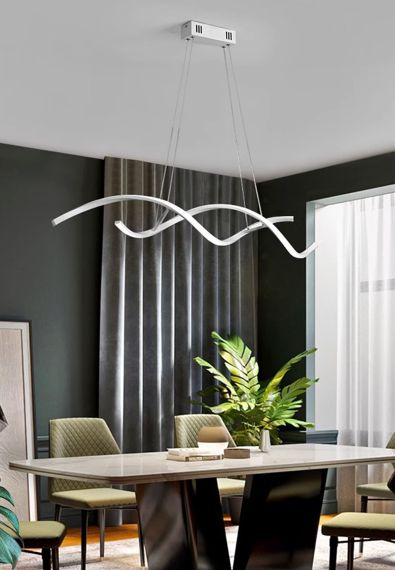 Люстра світлодіодна підвісна LED світильник для квартири на стелю лед 27456 Білий 25-100х14х103 см. | Зображення 2