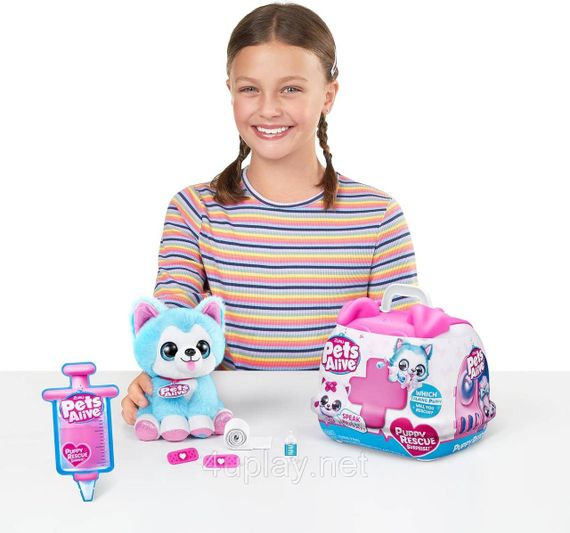 Интерактивный игровой набор Спасение Щенка Оригинал Pets Alive Pet Shop S3 Повторюшка-доктор волкособ | Зображення 2