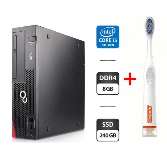 Комп'ютер Fujitsu Esprimo D757 E85 SFF / Intel Core i5-6400 (4 ядра по 2.7 - 3.3 GHz) / 8 GB DDR4 / 128 GB SSD / Intel HD Graphics 530 б/в + Подарунок  Розумна інтерактивна зубна щітка Colgate Connect M1 / Bluetooth