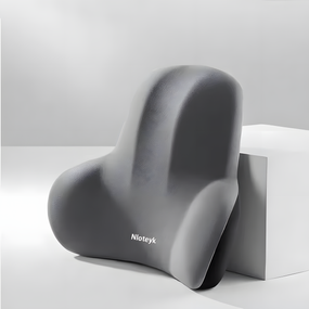 Ортопедична подушка для попереку Memory Foam для авто та офісного крісла сіра