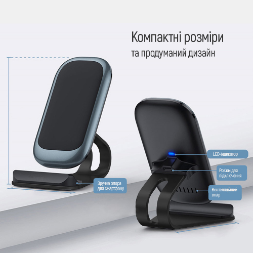 Зарядний пристрій бездротовий універсальний блакитний CW-CHW30Q-BL ColorWay | Зображення 8