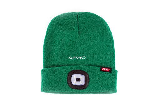 Шапка з ліхтарем зелена 200 Лм (300 мА·год) APRO