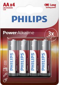 Philips Батарейка Power Alkaline AA лужна блістер, 4 шт (LR6P4B/10)