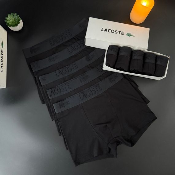 Чоловічий набір трусів 5 шт Lacoste  колір чорний