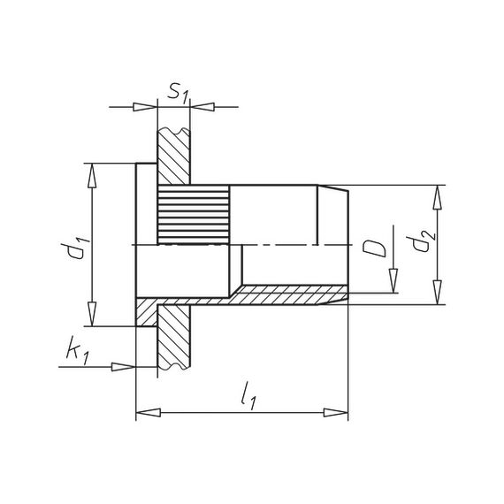 Заклепка різьбова з циліндрною головкою рифлені Wurth ALU 10,9X17,5 M8 | Зображення 1