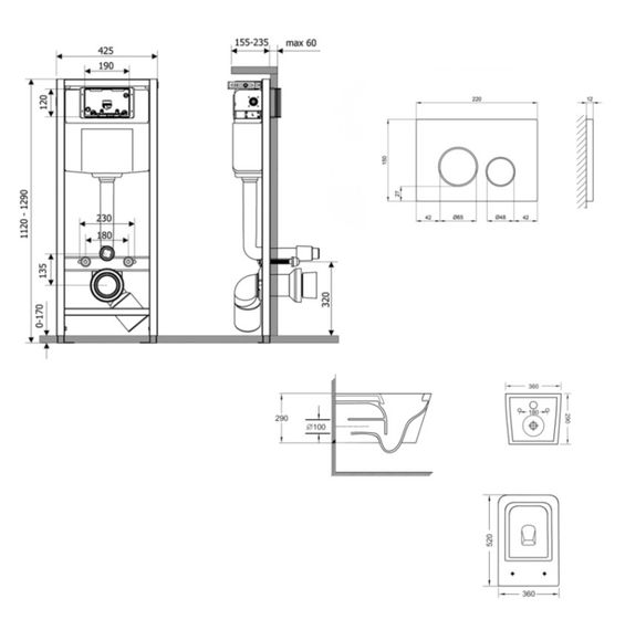 Набір Qtap Nest 4 в 1 підвісний унітаз Crow Ultra Quiet 520x360x290 + комплект інсталяції QT05335172W48190 | Зображення 1