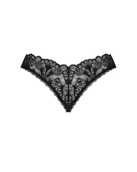 Кружевные стринги Obsessive Donna Dream crotchless thong XL/2XL Black, открытый доступ sexstyle | Зображення 3