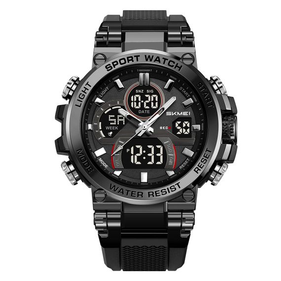 Чоловічий спортивний годинник Skmei 2500BK Black з комбінованим циферблатом та водозахистом 5 ATM