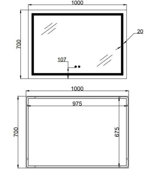 Дзеркало Qtap Mideya (MI1) прямокутне з LED-підсвічуванням Touch QT2078NCF10070 | Зображення 1