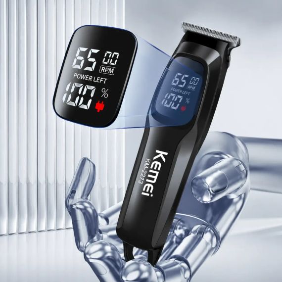 Машинка для стрижки, 3 насадки, USB-C, Kemei KM-2273, Чорний / Акумуляторна машинка для стрижки волосся / Бездротовий тример | Зображення 3