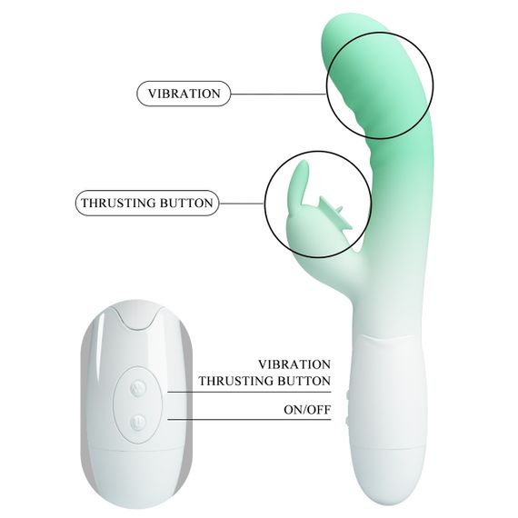 Вибромассажер серии Pretty Love - CERBERUS Rabbit Vibrator Light green, BI-014795-A1B sexstyle | Зображення 7