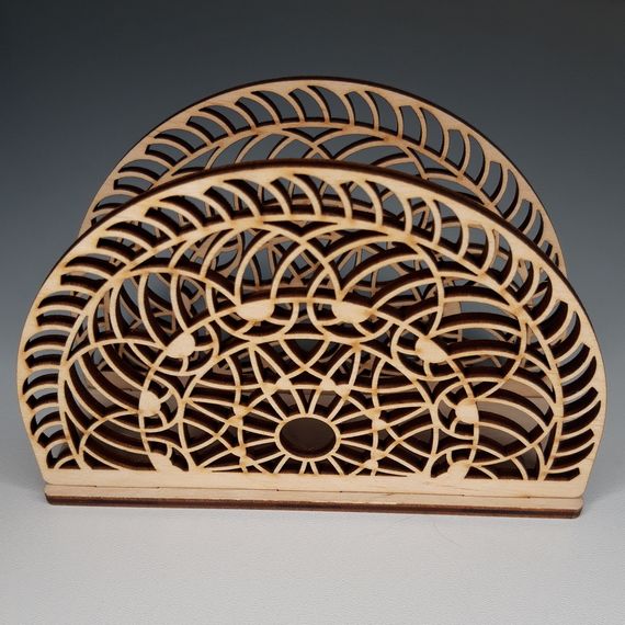 Салфетница ажурная деревянная "Узоры науки", вертикальная