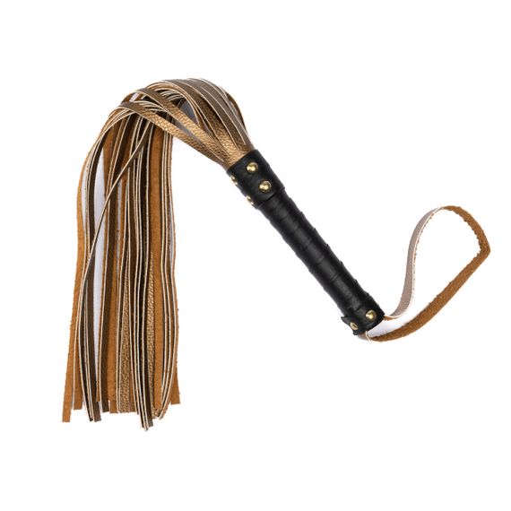 Флоггер из комбинированной кожи Flirty COMBO Leather - Black & Bronze, BM-00017 sexstyle | Зображення 1