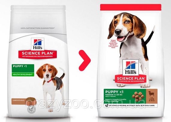 Сухий корм для цуценят середніх порід Hill's Puppy Medium Lamb & Rice з ягням та рисом 2.5 кг 604270 | Зображення 3