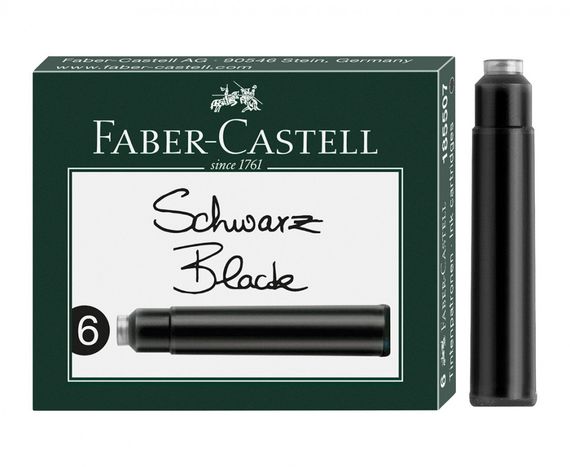 Картриджи Faber-Castell 6шт Интернациональные короткие, черный