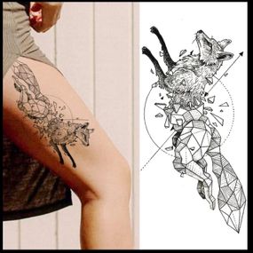 Тату tattoo тимчасове тату наклейка на тіло одноразове літо лиса