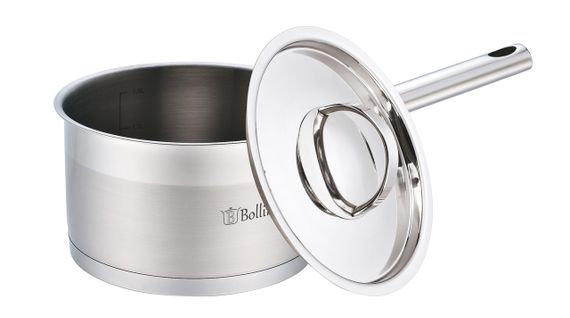 Кухонний ковш Bollire BR-2301, 1.8 л, 16 см, з нержавіючої сталі з кришкою, для всіх типів плит | Зображення 1