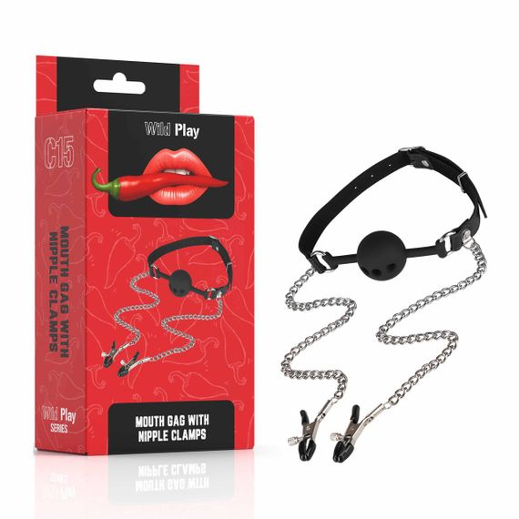 Набір БДСМ - Erospace Wild Play Mouth Gag With Nipple Clamps C15 Sex Aura