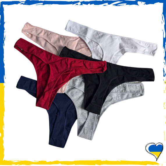 Набір жіночих стрінгів різнокольорові трусики (6шт) S/M, L/XL