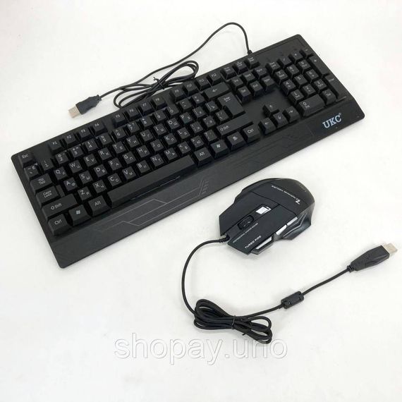 Клавиатура+мышка UKC с LED подсветкой от USB M-710, клавиатура игровая с подсветкой и мышкой HS-70 | Зображення 2