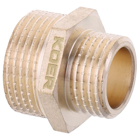 Ниппель редукционный 1/2 "х3/4" Koer KF.N0608.WN без никеля (KR2995) | Зображення 1