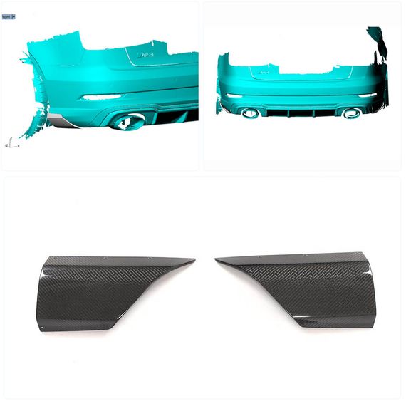 Накладки на задній бампер Flap (для RS3 SD 2017-2019, Карбон) для Ауди A3 рр | Зображення 1