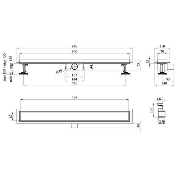 Линейный трап Kroner KRP Eifel F80 Fliese с сухим затвором (CV034174) | Зображення 3