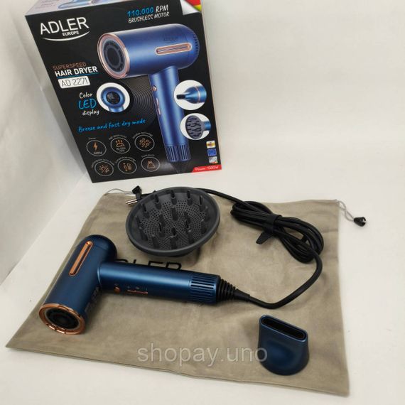 Фен профессиональный домашний для волос Adler AD 2271 1500Вт, Современный фен для волос MB-80 | Зображення 3