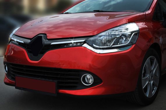 Накладки на решетку радиатора OmsaLine (2 шт, нерж.) Хром для Renault Clio IV 2012-2019 гг