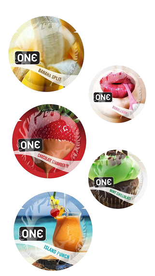 Презервативы One FlavorWaves латексные, набор разных вкусов, 5 шт sexstyle