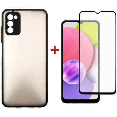 Чехол для мобильного телефона Dengos Kit for Samsung Galaxy A03s case + glass (Black) (DG-KM-24)