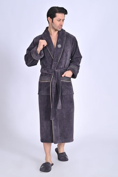 Чоловічий халат Nusa 1455 з тапочками коричневий L/XL | Зображення 3