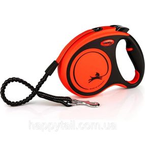 Поводок-рулетка Flexi Xtreme M 5 м до 35 кг оранжевый лента с амортизатором
