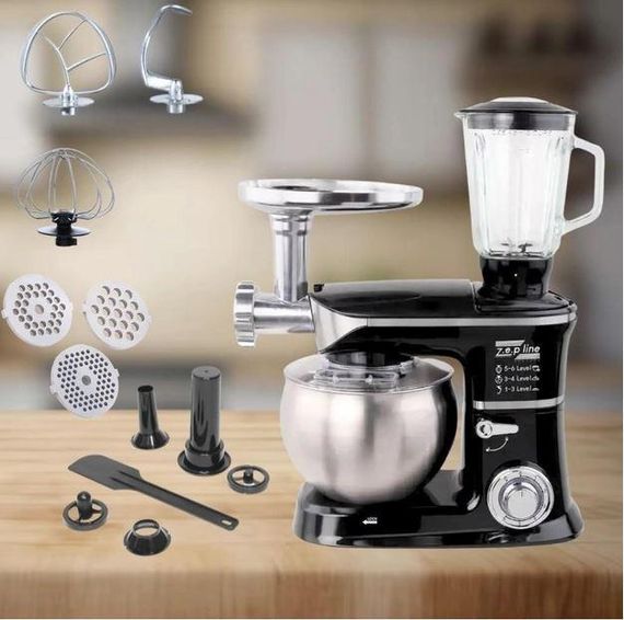 Кухонний комбайн Zepline ZP-072 багатофункціональний 3в1 Блендер тістоміс м'ясорубка 3200W | Зображення 9