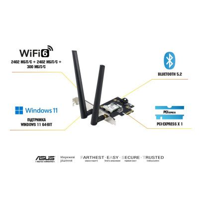 Сетевая карта Wi-Fi ASUS PCE-AXE5400 (90IG07I0-ME0B10) | Зображення 1