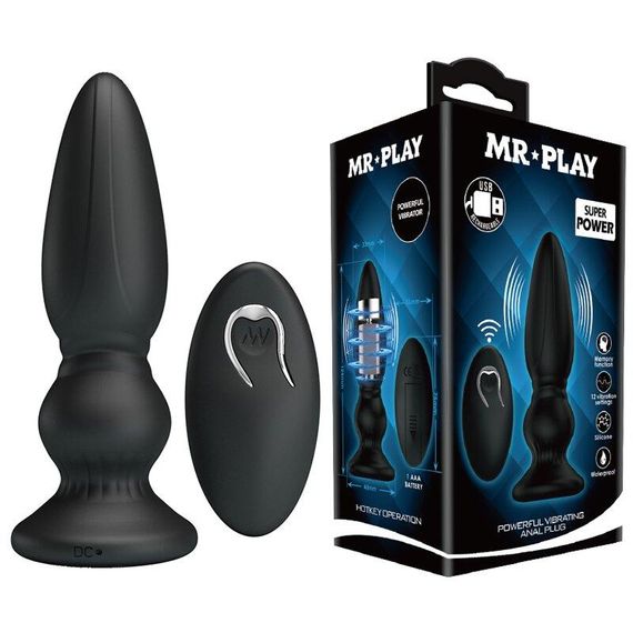 Анальний стимулятор з вібрацією і пультом ДУ-MR PLAY Super Power, BI - 040086W-MR Sex Aura