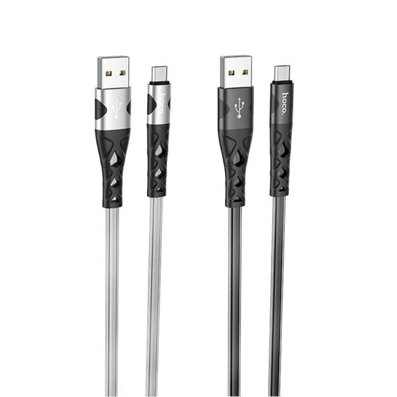 Кабель USB Hoco U105 Micro 1.2m Колір Чорний | Зображення 1