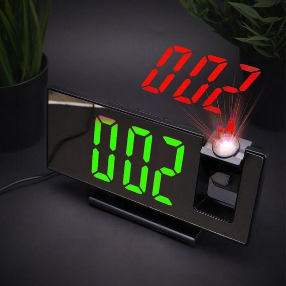 Годинник настільний з проекцією часу, DS-3618LP, від USB / Дзеркальний годинник з будильником / Електронний годинник з LED | Зображення 1