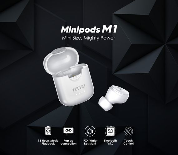 Моно Гарнитура TECNO Minipods M1 White (4895180759475) (4895180759475) | Зображення 9