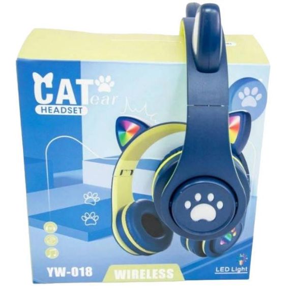 Бездротові навушники Bluetooth з котячими вушками LED YW-018 Сині