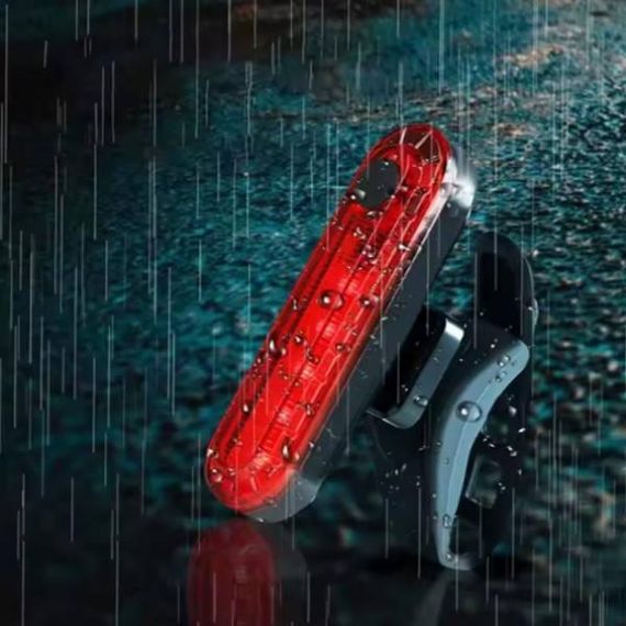 Ліхтар велосипедний сигнальний світлодіодний акумуляторний з кріпленням C 64362 Чорний