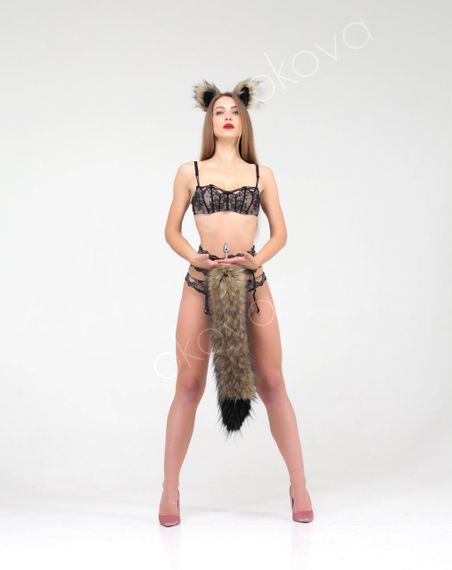 Анальний хвіст без пробки, Коричневий з чорним кінчиком, OKOVA 60 см. Sex Aura | Зображення 7