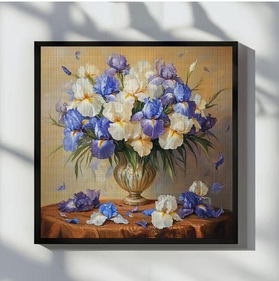 Набор для вышивки крестом JOZYSH «Ирисы» 14CT, 40x40 см, канва Аида с нанесенным рисунком | Зображення 4