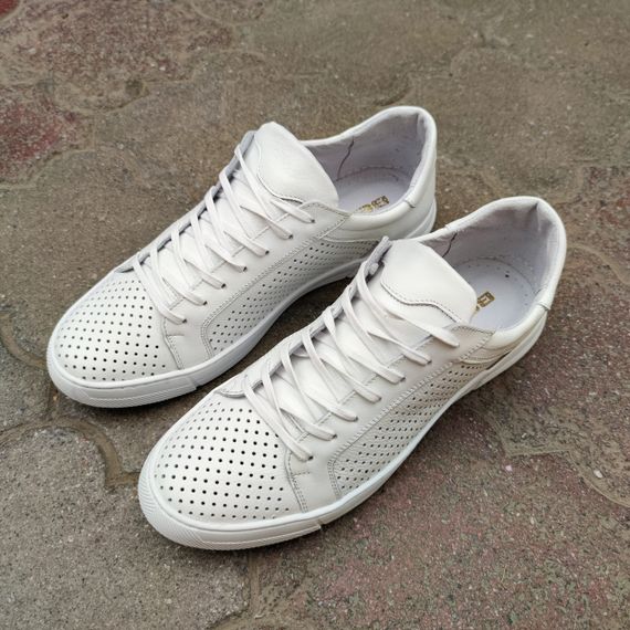 Чоловічі кеди з перфорацією 46 47 48 49 розмір. Білі кеди великого розміру! | Зображення 6